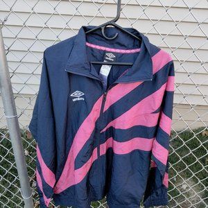 Umbro Premier Retro Soccer Windbreaker Jacket Navy Hot Pink SZ XXL UUM1UAUY